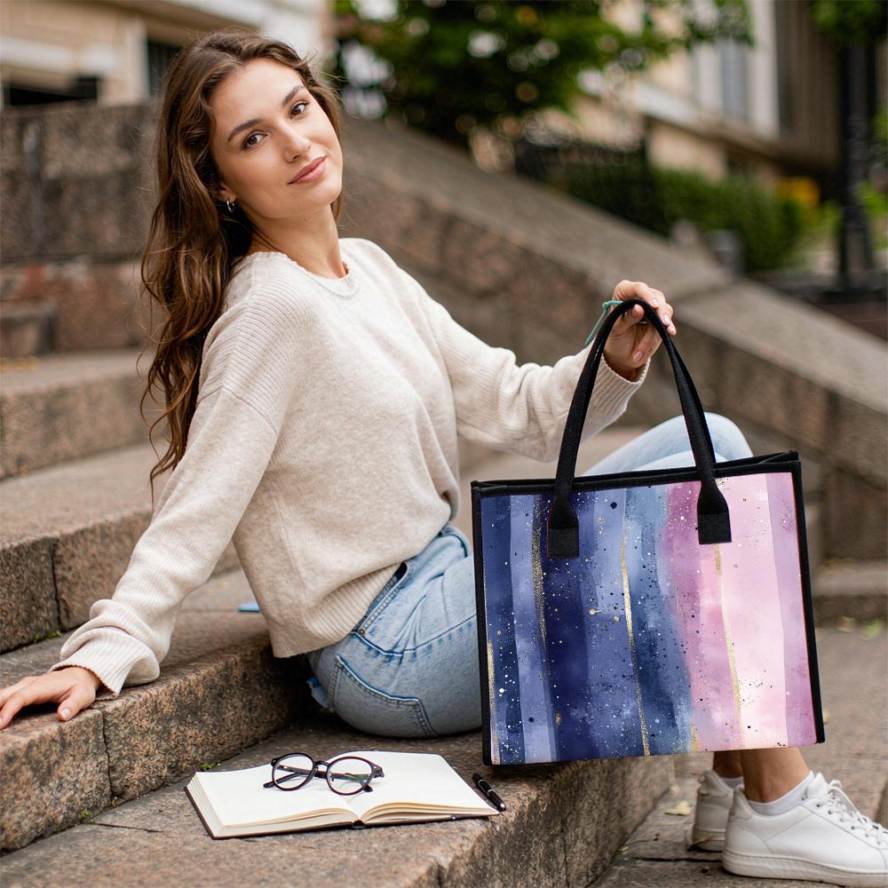 Watercolor Gradient Handbag Fashion Casual Tote Bag Daily Use Shoulder Bag for Women