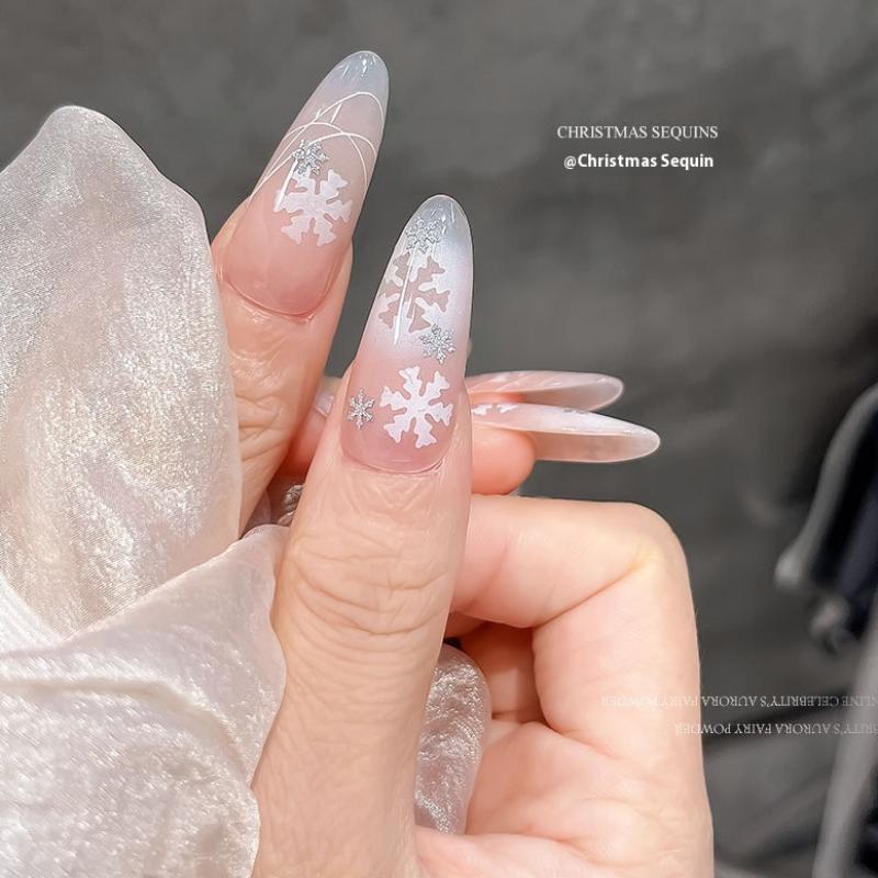 Снежинки Зимние Блестки для Ногтей Сверкающие Рождественские Хлопья Блестки Украшение для Ногтей Наклейка Типсы Шарм для Ногтей Маникюрный Салон