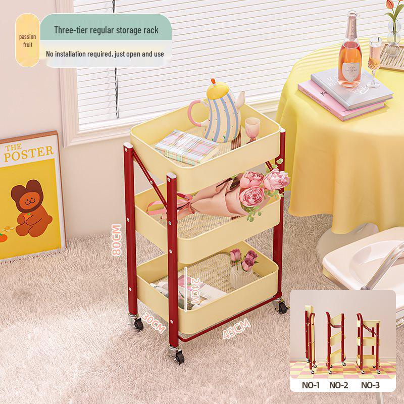 Складная ручная тележка-стеллаж с полками для закусок, игрушек и для кухни