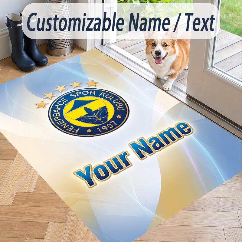 Custom Text Printed Rug Fenerbahçe FC Non Slip Floor Carpet For Home Room Decor