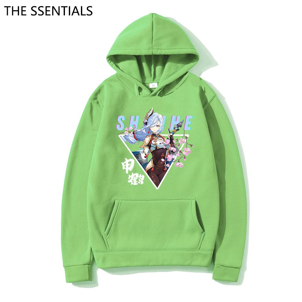 Shenhe Толстовка унисекс Harajuku Графический Kawaii Genshin Impact Толстовки унисекс Зимний эстетический пуловер Толстовки Genshin Толстовка Топы