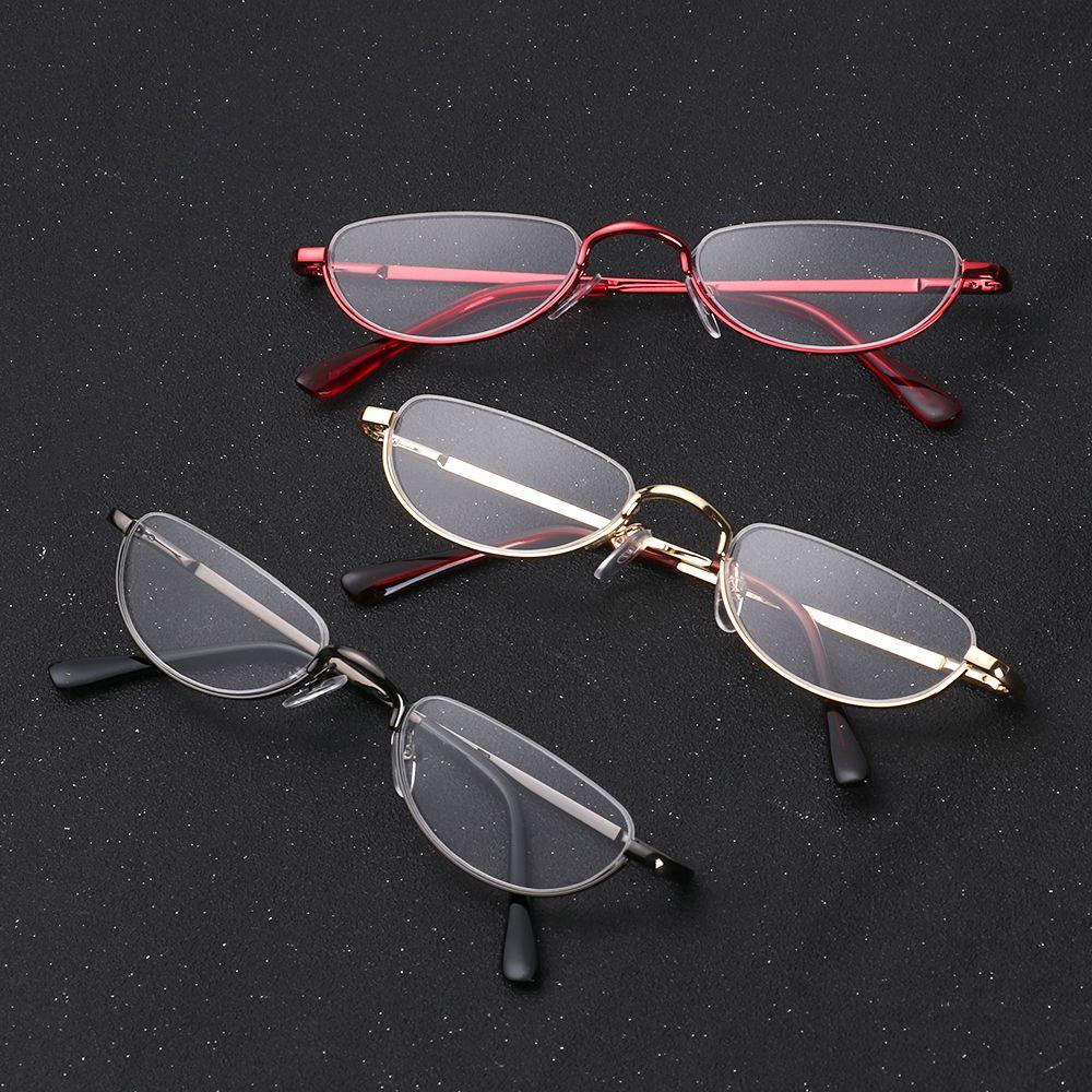 1Pc Half Frame Metal Spring Hinge Reading Glasses Semi-Rim Halves Ultra Light Resin Eyeglasses Vision Care +1.00~+4.0 Diopter