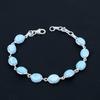 Natural Larimar Gemstone Bracelet, Solid 925 Sterling Silver, Handmade Jewelry, Oval Shape Silver Bracelet For Valentine's Day Gift
