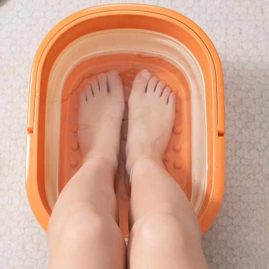 Складной тазик для ножных ванн, компактный таз для расслабления ног, массажный контейнер для спа-процедур для ног с массажными шариками на дне