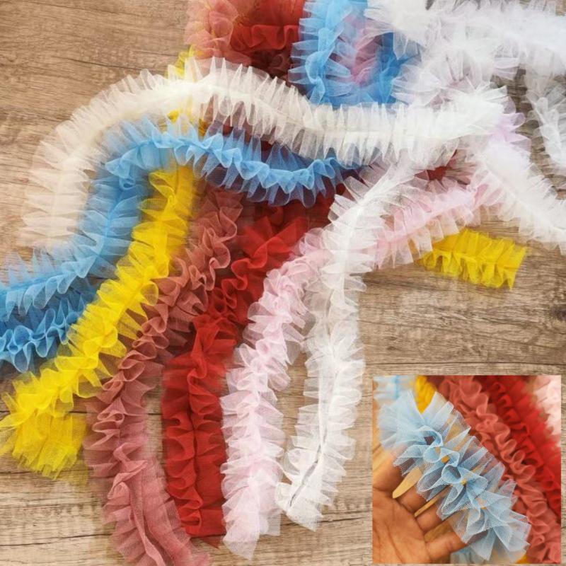 3D Плиссированное Сетчатое Кружево для DIY Женской Одежды: Платье для куклы, Шарф, Шляпа, Декорация-Зонтик – Доступны разные цвета.
