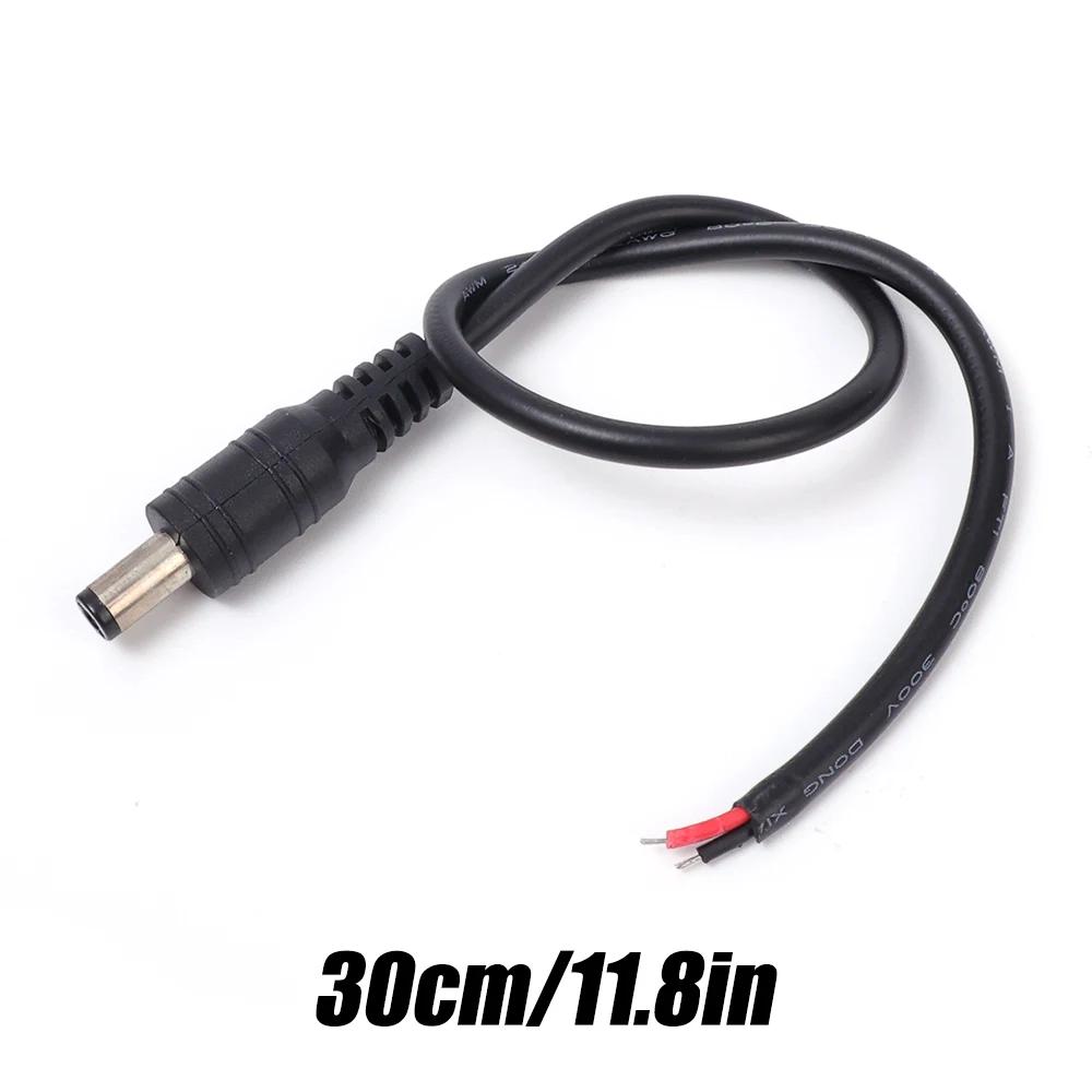 12 В соединитель постоянного тока с пигтейлом 2,1*5,5 мм, кабель с пигтейлом и штекером 30/15 см, штекерный и гнездовой, провод для светодиодной ленты CCD/CCTV-камеры