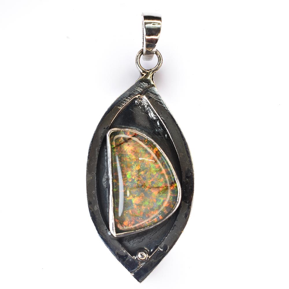 Natural Fancy Opal 43 Ct CERTIFIED 925 Sterling Silver Pendant For Birthday Gift
