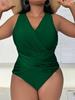 2025 Solid Strapped Plus Size Swimwear Women Cross Push Up Large One Piece Swimsuit Backless Beach Chubby Bathing Suit