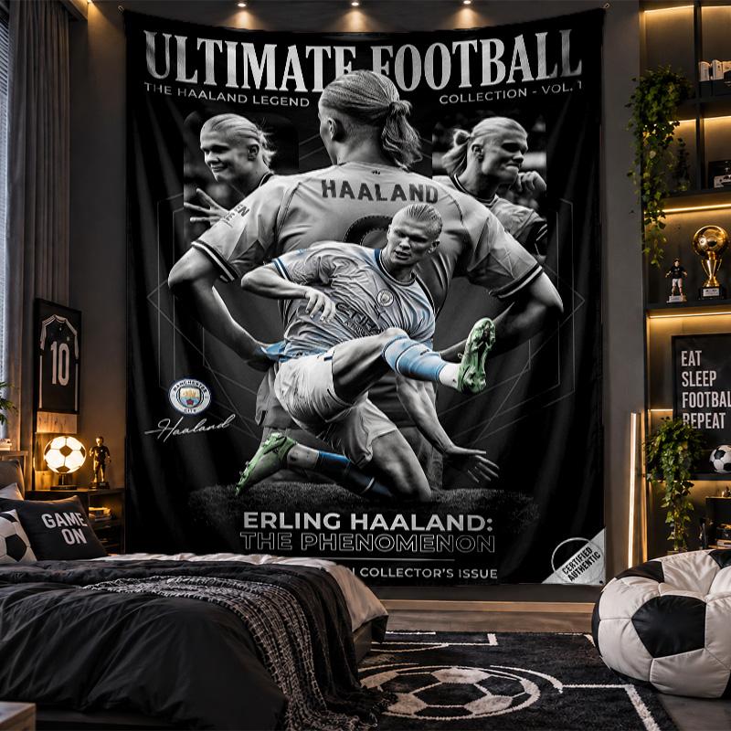 Wall Hanging Tapestry Erling Haaland Print Cloth for Living Room Bedroom Home Decor