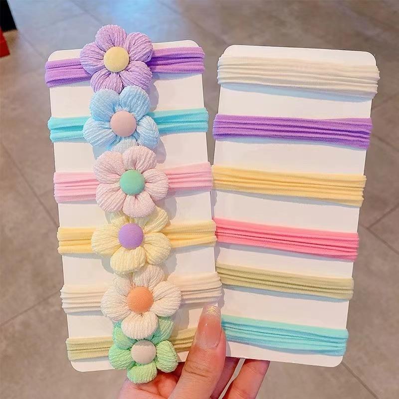 6 шт. Детская повязка на голову с бантом и цветком для девочки, эластичная резинка для принцессы, кофейного цвета, детские аксессуары для волос