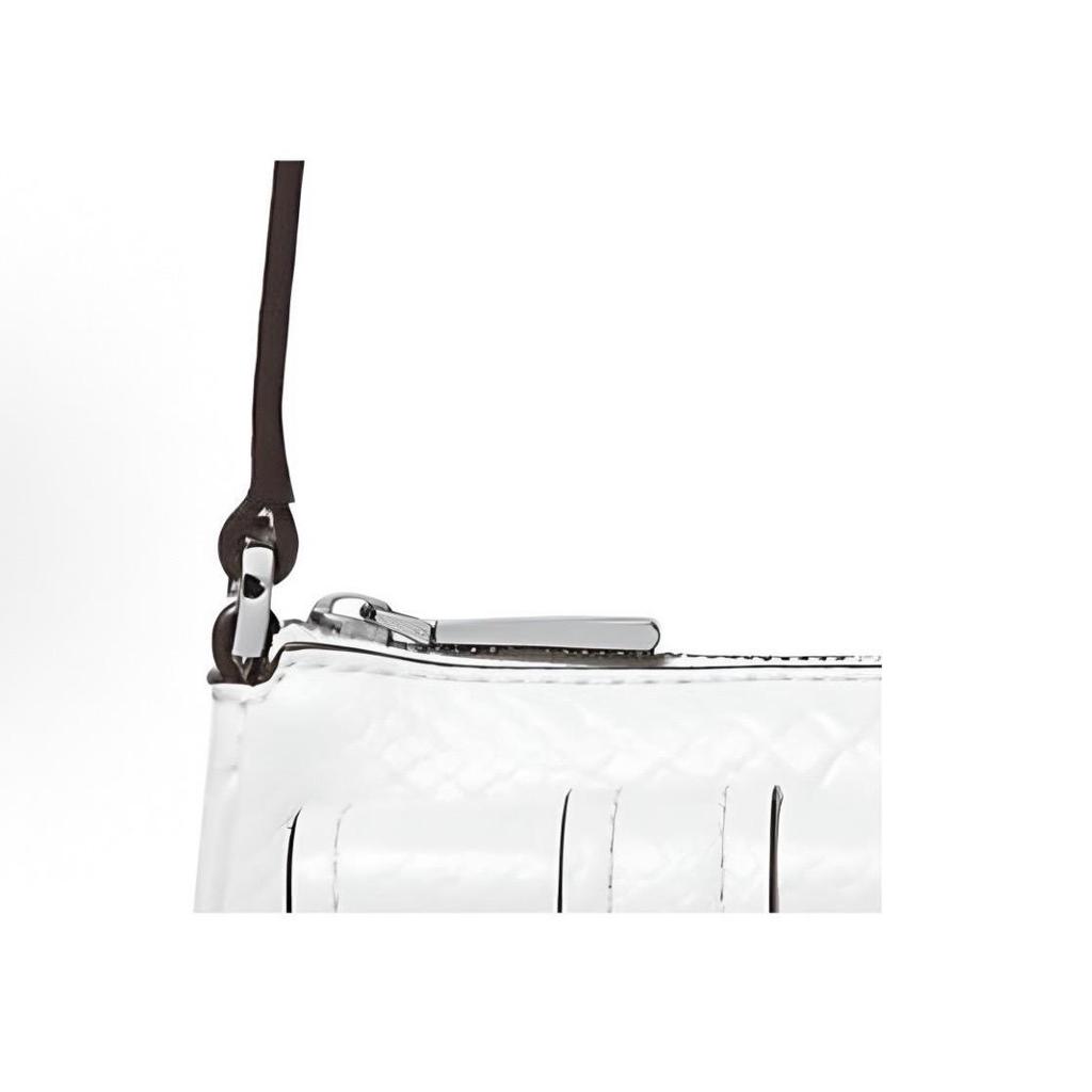 Michael Kors MK Zoe Логотип бренда Классическая сумка-тоут из кожи с тиснением под змею Маленькая Женская Белая