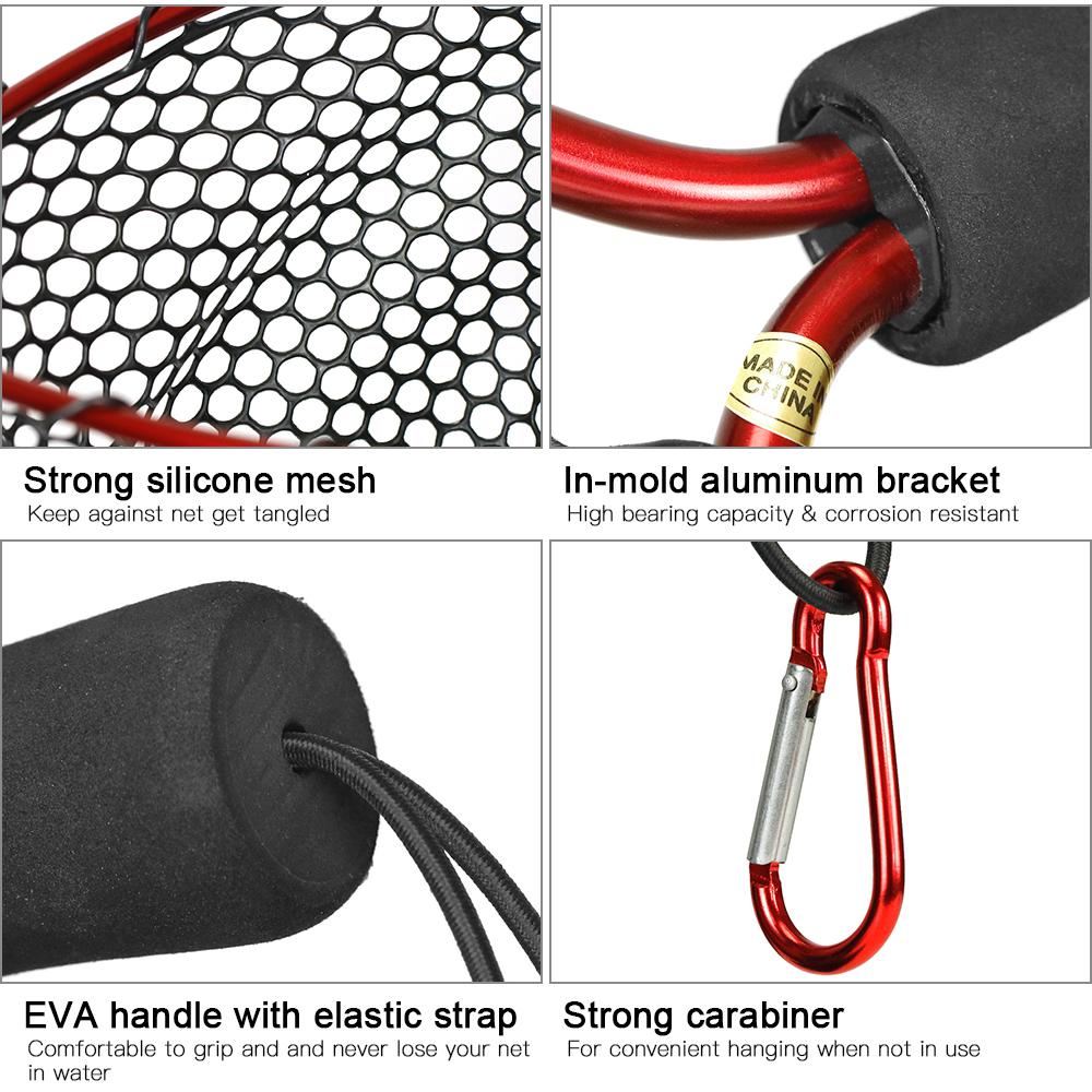 Рыболовная сеть Мягкая силиконовая подсак для рыбы из алюминиевого сплава с ручкой из ЭВА с эластичным ремешком и