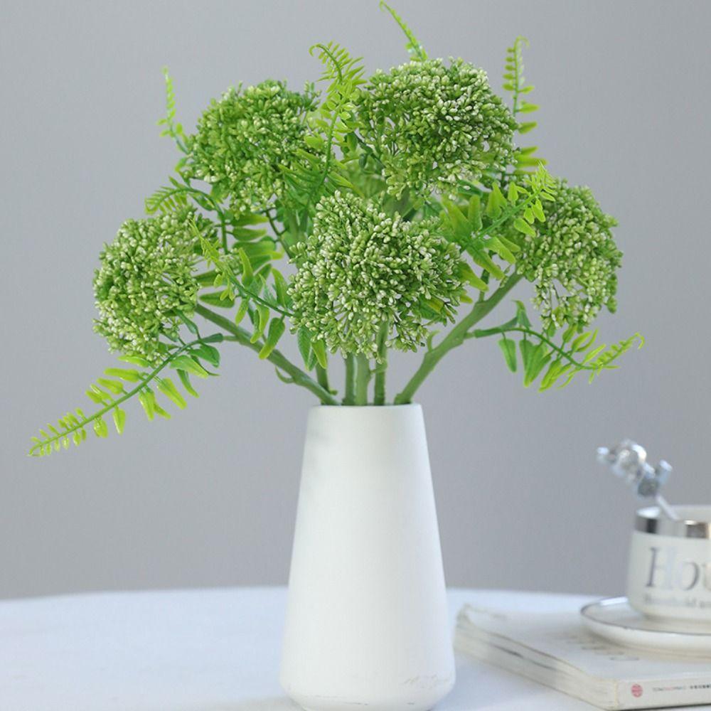 3PCS Plastic Artificial Oat Fruit Green Colorr Faux Oat Stems Green Plastic Flowers Wedding Floral