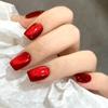 Short Wine Red Press On False Nails Square Glitter Glue On Nails DIY Manicure Reusable UV Gel Cover Fake Acrylic Nail Art Tips 24pcs