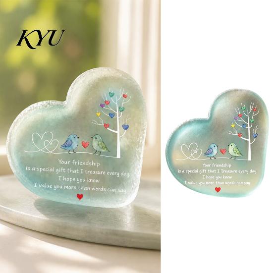Thoughtful Gratitude Gifts Heart Ornament with Heartwarming Message, Best Friend Decorative Ornaments for Car Keepsake, Acrylic Desk Decoration Women