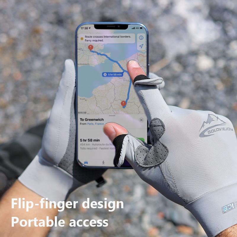 OLIKEI Ice Silk Защита от солнца рыболовные перчатки для мужчин летние анти-УФ-лучи для спорта на открытом воздухе велосипедные перчатки противоскользящие дышащие сенсорный экран