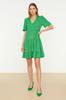 Women's Style Dress Emerald Green Wide Cut Mini Woven Dress