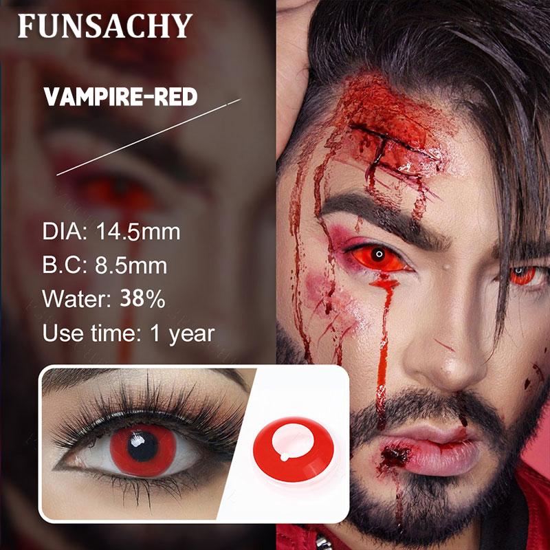 FUNSACHY Cosplay Vampire Red Contact Lenses Anime Cosplay Halloween Lenses Cosmetic Colorful Multicontacts White Black Softlens