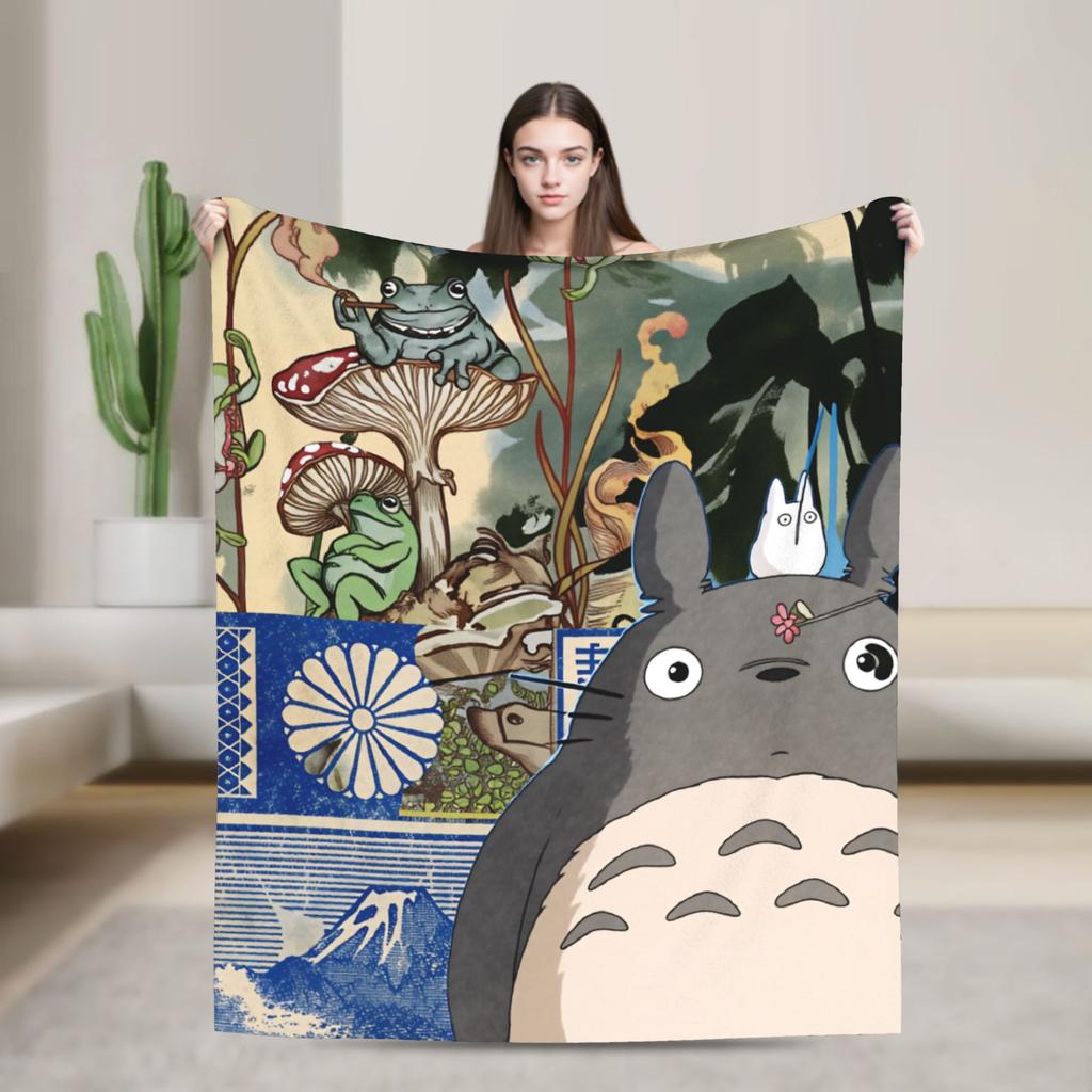 Traditional Nekobasu Japanese Blanket T-Totoros Travel Flannel Bedding Throws For Living Room Warm Bedspread Birthday Present