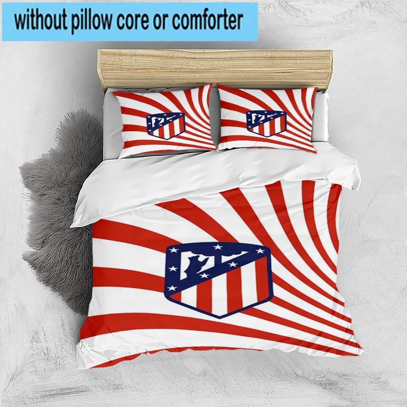 3pcs Atletico Football Club Printed Bedding Set Duvet Cover Closure Includes 1 Duvet Cover & 2 Pillowcases Bedding Sets Home Decor Gifts