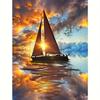 Diamond Painting Sailboat Sunset Diy Mosaic Full Round Diamond Embroidery Landscape Creative Rhinestone Home Decoration Art 30x40cm/12x16inch