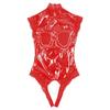 Женское цельное блестящее кожаное кружевное нижнее белье с высоким воротом и открытой грудью, ночное белье с вырезами, боди, трико, комбинезон 5XL