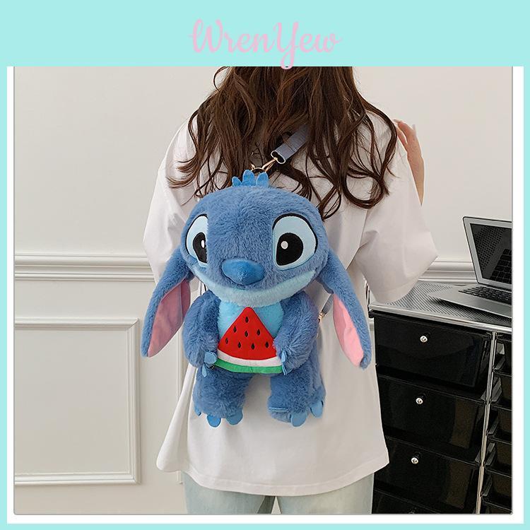 Stitch Plush Cartoon Crossbody Bag With Lightweight Fabric And Internal Pocket For Travel And Outings