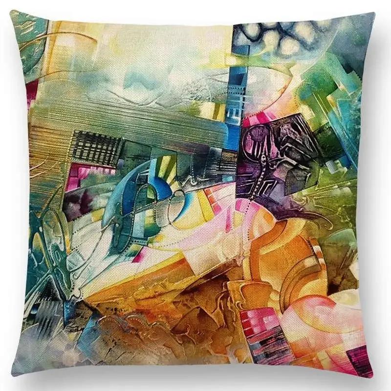 Новый d Печать Великолепная Абстрактная Живопись Таинственный Вихрь Геометрия Скульптура Наволочка для Подушки Автомобиль Диван Декоративная Наволочка