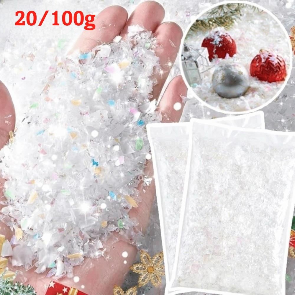 20/100g 3D Snowflake Decoration Artificial Snow Powder Artificial Snowflake Decor Winter Decoration