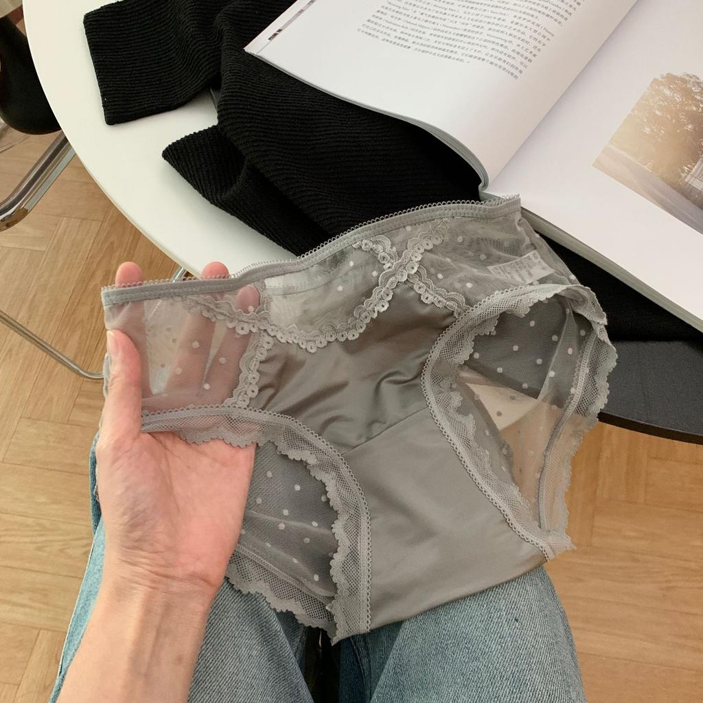 Women's Spring Summer Lace Mesh 10A Antibacterial Low Rise Panties