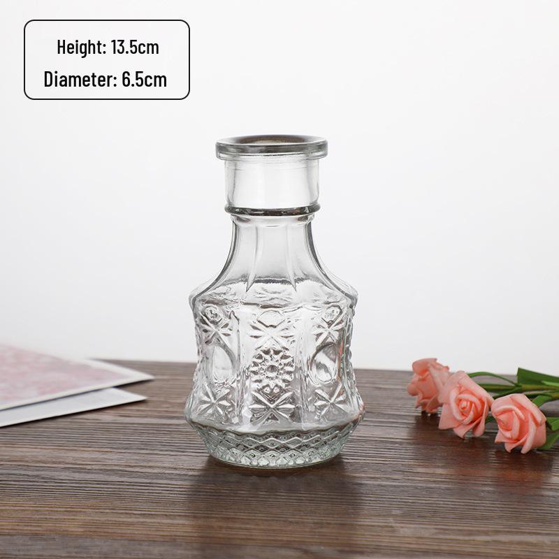 Small French Retro Glass Hydroponic Vase for Home Decor