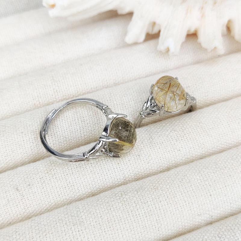 Регулируемое кольцо из натурального камня тигровый глаз, кофейного цвета