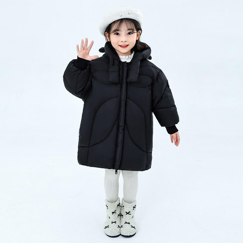 Пуховик для девочек средней длины, плюшевый и утолщенный, модное зимнее теплое пальто для маленьких девочек