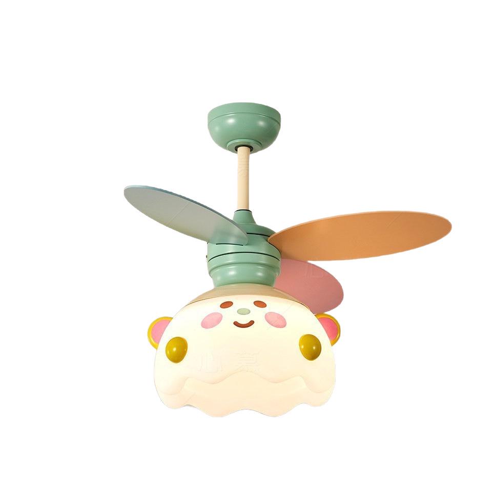 Cartoon Macaron Ceiling Fan Light: Silent, Eye-Friendly Kids' Room Decor