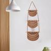 Practical Cotton Rope Hanging Fruit Baskets Handmade Simple 3 Tier Storage Bag Stylish Fruit Net Pocket for Home