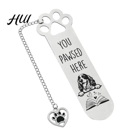 Lightweight Metal Bookmark Dog Paw Print Bookmark, Titanium Steel Page Marker with Cute Unique Pet Gift Design, for Readers, Lover Fun Design