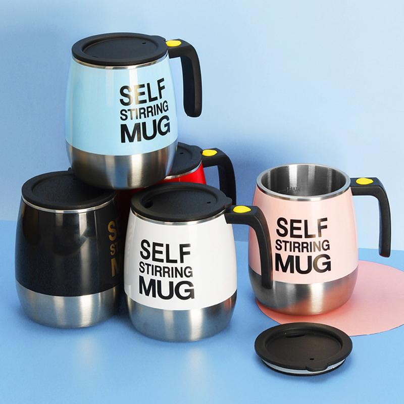 Автоматическая чашка для помешивания, портативная электрическая мешалка для кофе на батарейках, вращающаяся магнитная чашка для самостоятельного перемешивания из нержавеющей стали