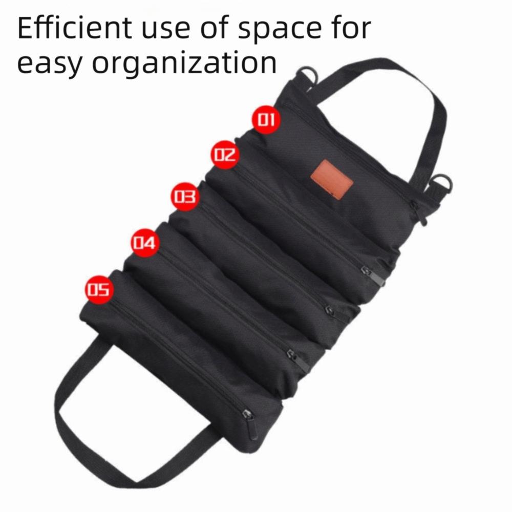 Zipped Compartments Canvas Tool Bag Canvas Material Hanging Tool Organizer Tool Storage