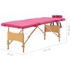 Folding Massage Table with 4 Zone Design and Wooden Frame Pink