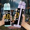 1PC Best Dad Ever Label Slogan Print 750ml Color Plastic Sports Water Bottle Leakproof Flip Straw Lid Suitable for Sports Office Home Use