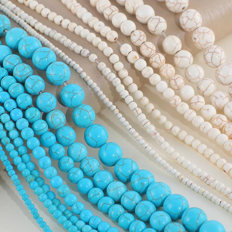 Бирюзовые круглые бусины 3-14 мм для браслетов и ожерелий - Аксессуары для бижутерии