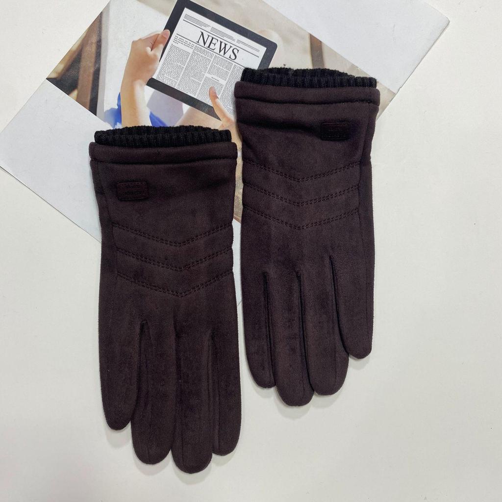 Мужские зимние замшевые перчатки с сенсорным экраном: Ветрозащитный, Теплый, для Велоспорта на открытом воздухе