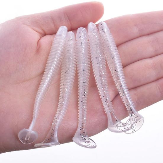 10/30/50Pcs Fishing Lures Soft Baits with T-Tail Vibrant Color Tear-Resistant Reusable Flexible Soft Artificial Lures Fake Baits