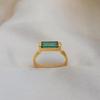 Зеленый Багет Изумрудный Кварц 925 Стерлинговое Серебро Покрытие Желтым Золотом Кольцо-Дорожка, Ручная Работа Подарок на Свадьбу Ювелирное Украшение