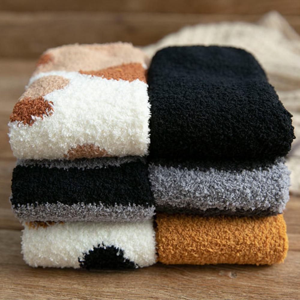 Middle Tube Coral Velvet Socks Thickened Sleep Socks  for Female Stay in the house