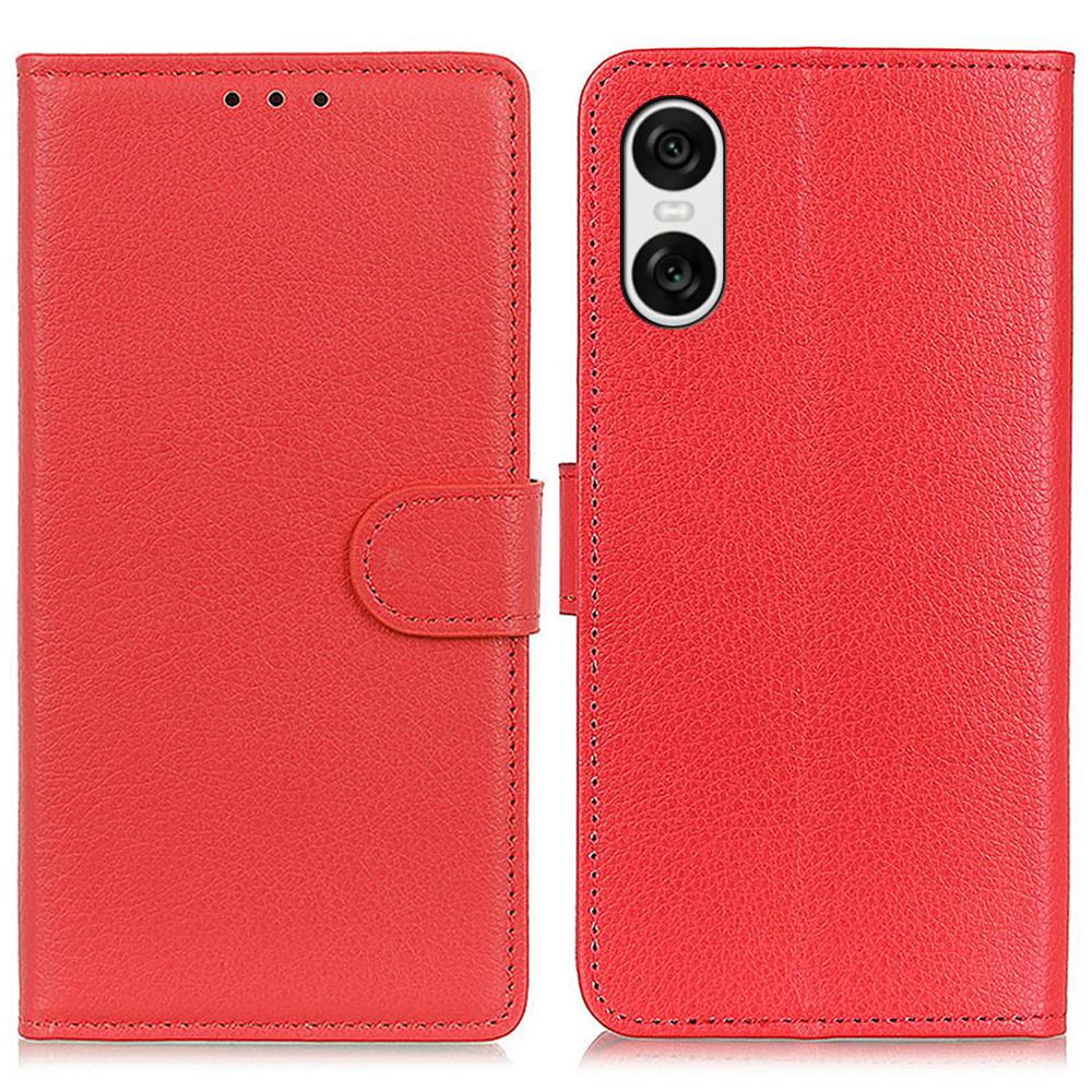 For Sony Xperia 10 VI Magnetic Case Wallet Leather Phone Cover with Litchi Texture