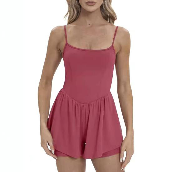 Женское теннисное платье без рукавов, летние плиссированные мини-платья для занятий йогой со вшитыми шортами, спортивный комбинезон на тонких бретельках, короткий сарафан