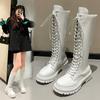 Long Boots For Women  Spring  New White Thick Soled Long Boots With Thick Legs And High Waisted Straps