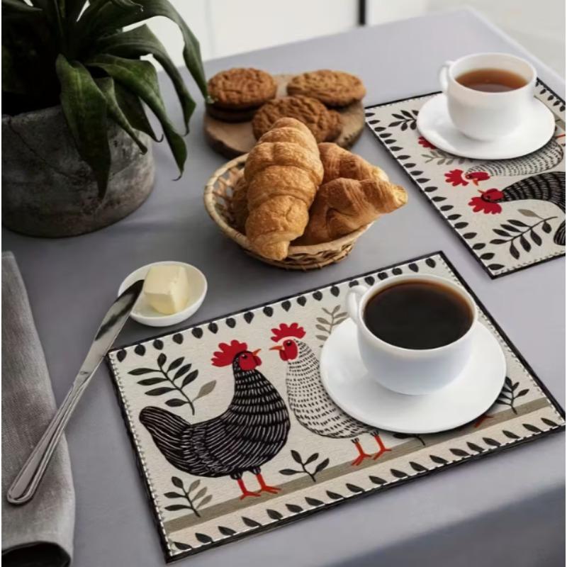Vintage Rural Chicken Patterned Placemat Suitable for Birthday Gifts Holiday Gifts  Kitchen and Party Gifts Home Decoration