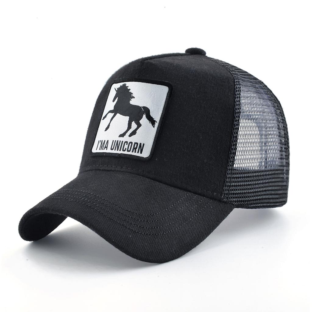Baseball Cap With Unicorn Patch Men's Snapback Baseball Hat Four Seasons Outdoor Visor Caps Women Black White Casual Cap
